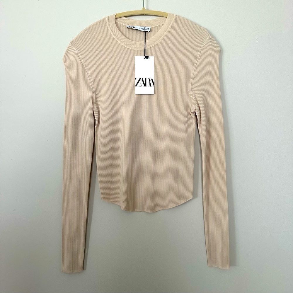 ⭕️ ZARA Top Long Sleeves Nude Small NEW